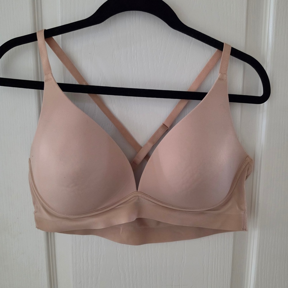 Soma Enbliss Luxe Plunge Bralette Nude Beige Wireless Bra Size Large